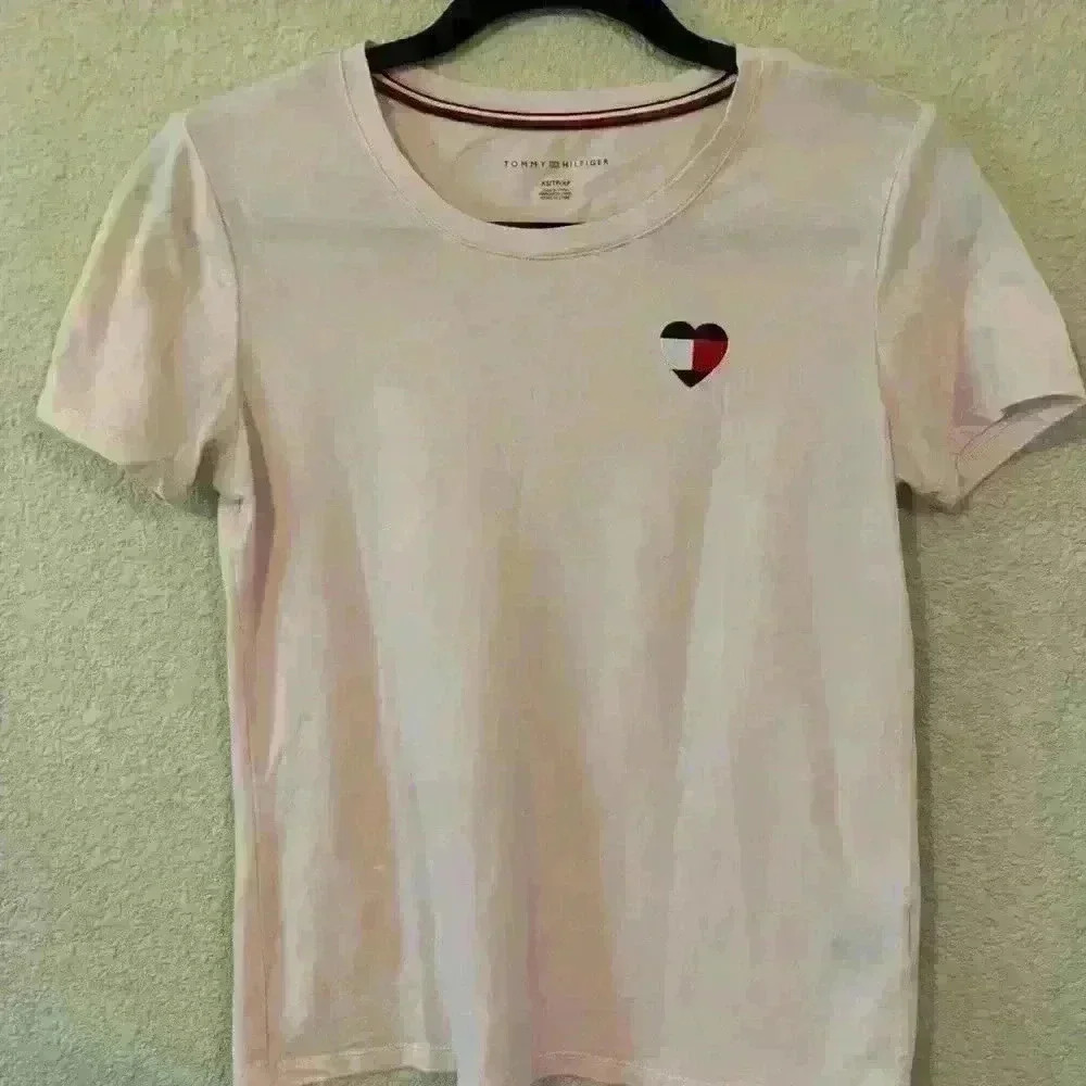 Tommy Hilfiger XS Pink shirt preppy barbiecore 90's vintage y2k Rachel green